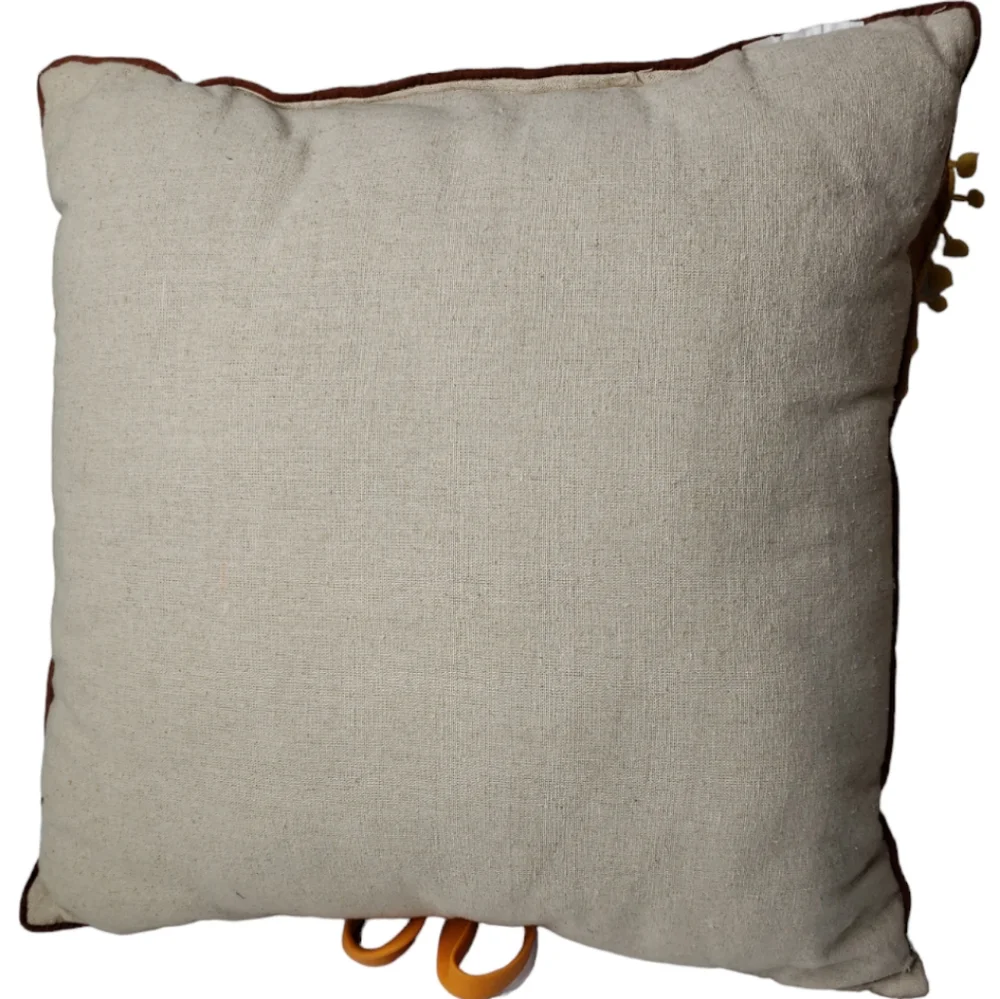 Linen Felt Sunflowers Velvet Leather and Paint Decorative Throw Pillow 17